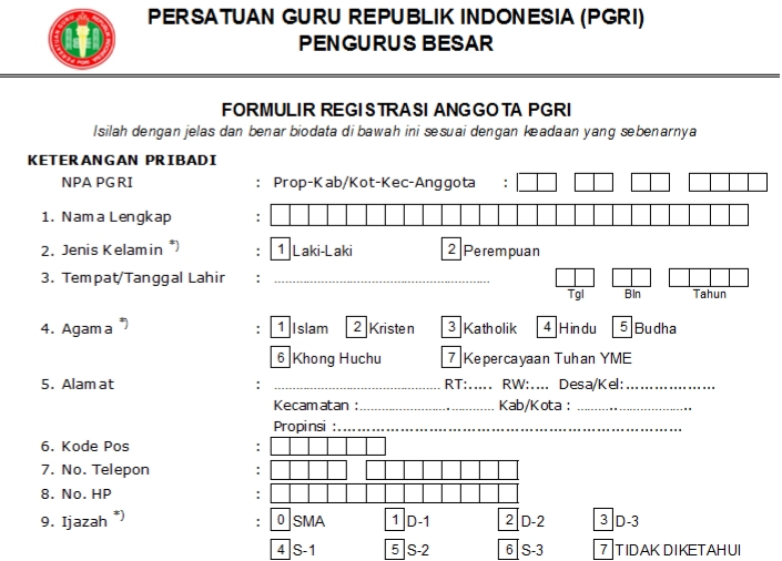 Pendaftaran PGRI Tambunselatan - Persatuan Guru Republik Indonesia Cabang Tambunselatan
